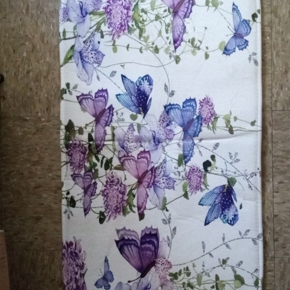 Purple and Green Floral & Butterfly Bath Mat - Picture 2 of 5